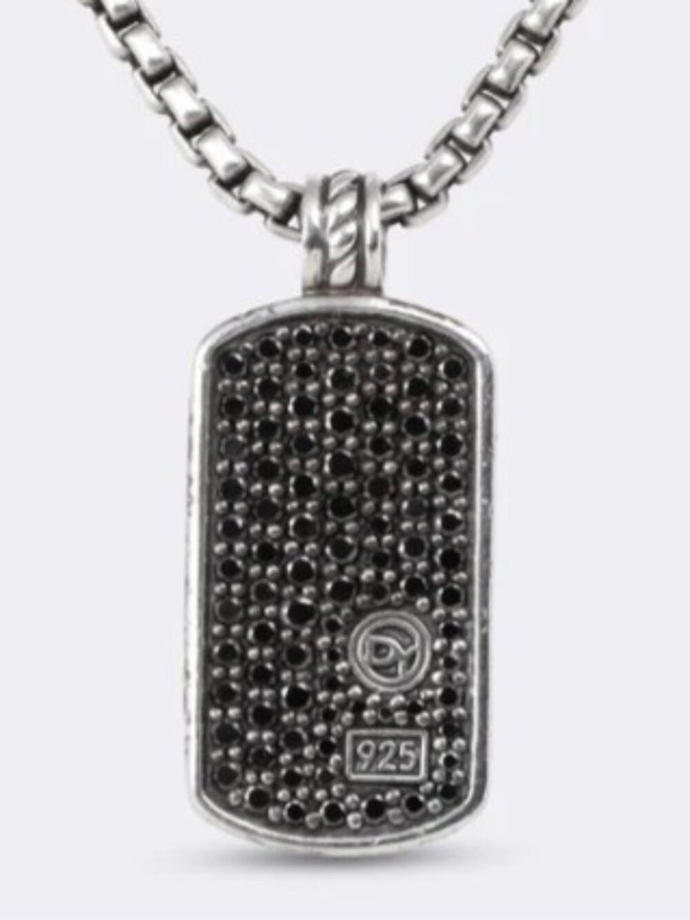 David Yurman Black Diamond Pavé Sterling Dog Tag Pendant